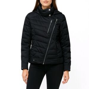Obermeyer Teen's Puffer Coat Black Hooded Long Sleeve Quilted Size L (14-16)